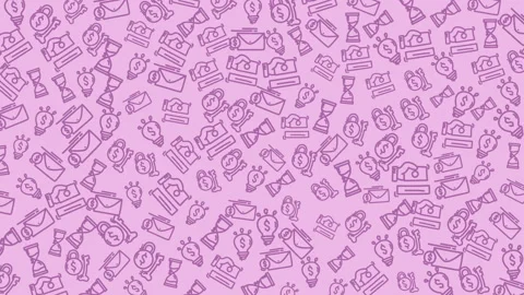 Colorful pattern of various icons and symbols on pink background Stock Footage 320816078