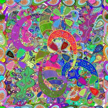 Colorful pattern. Vector illustration. Seamless Flat design with abstract doodle Stock Illustration