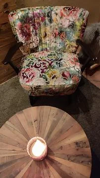 Colorful patterned chair table objects furniture house hotel apartment wood.. Stock Photos