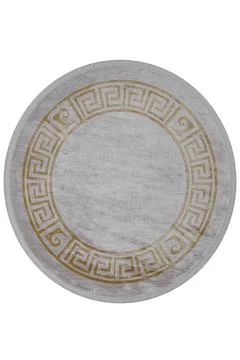 Colorful patterned circle carpet on a white background Stock Photos