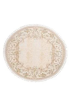Colorful patterned circle carpet on a white background Stock Photos