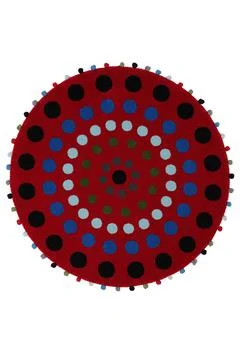 Colorful patterned circle carpet on a white background Stock Photos