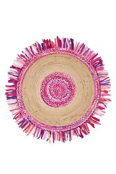 Colorful patterned circle carpet on a white background Stock Photos