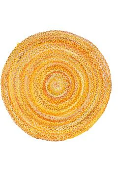 Colorful patterned circle carpet on a white background Stock Photos
