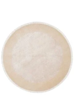 Colorful patterned circle carpet on a white background Stock Photos