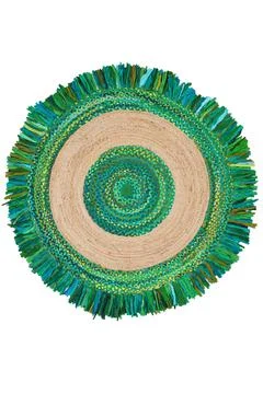 Colorful patterned circle carpet on a white background Stock Photos