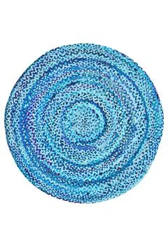 Colorful patterned circle carpet on a white background Stock Photos