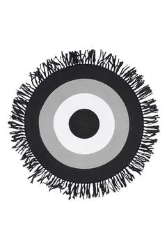 Colorful patterned circle carpet on a white background Stock Photos