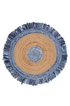 Colorful patterned circle carpet on a white background Stock Photos