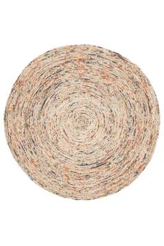 Colorful patterned circle carpet on a white background Stock Photos
