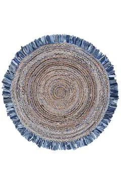 Colorful patterned circle carpet on a white background Stock Photos