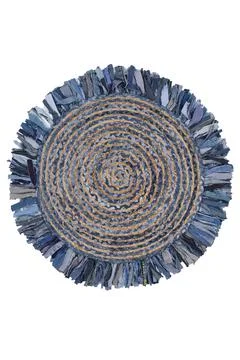 Colorful patterned circle carpet on a white background Stock Photos