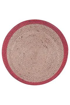 Colorful patterned circle carpet on a white background Stock-Fotos