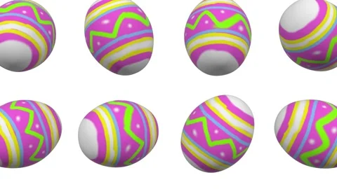 Colorful Patterned Easter Eggs Falling on White Background Animation. 4K Stock Footage 328534315