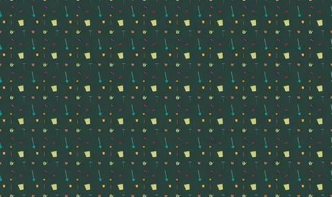 Colorful patterned fabric with small yellow and white shapes Stock Illustration