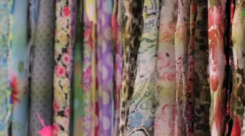 Colorful Patterned Fabrics Stock Footage 9262525