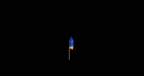 Colorful patterned fireworks launching in a row with sparkling light effects Stock Footage 292941663
