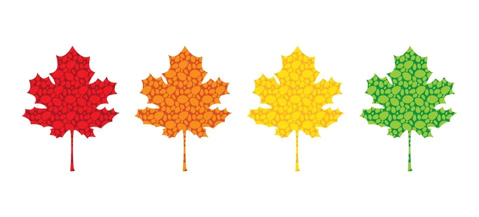 Colorful patterned maple leaves, maple leaves icon イラスト素材