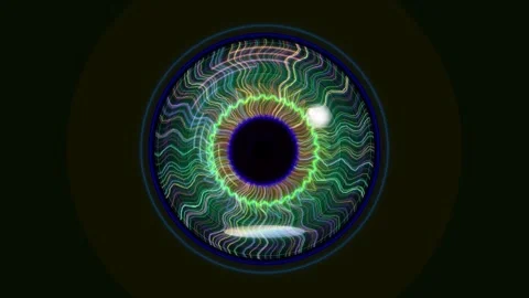 Colorful patterns in an abstract eye design with vivid lines Stock Footage 337301263