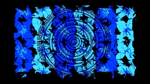 Colorful patterns and designs appear on screen in abstract art display at m.. Stock Footage 332707254