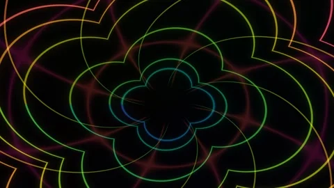 Colorful patterns and shapes on black background Stock Footage 340365331