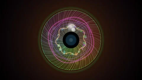 Colorful patterns create circular design in abstract digital art Stock Footage 337301333