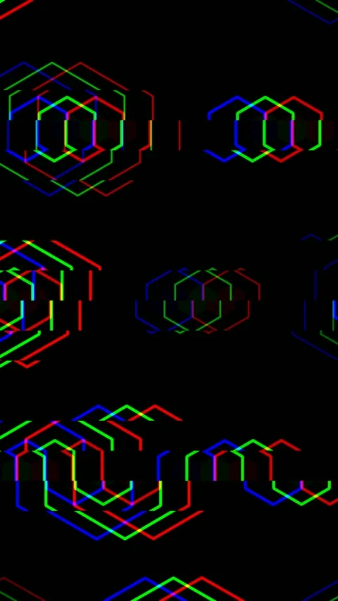 Colorful patterns create geometric shapes on a dark background Stock Footage 331686994