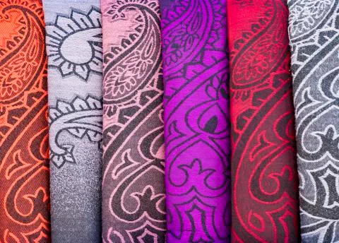 Colorful patterns of fabric Stock Photos