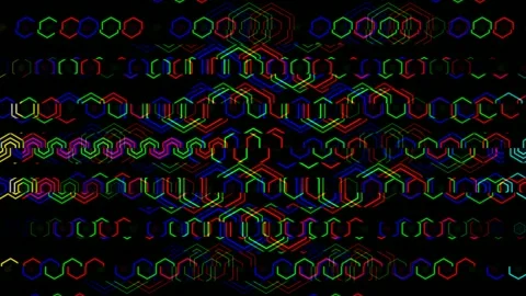 Colorful patterns form shapes in different orientations and sizes Stock Footage 332909285