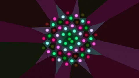 Colorful patterns with geometric shapes and bright lights Stock Footage 338190624