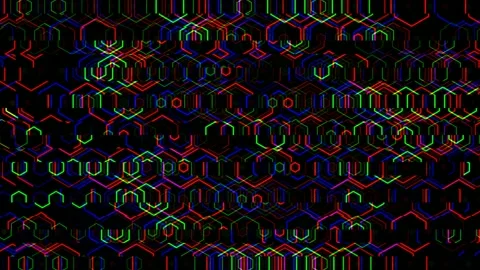 Colorful patterns in geometric shapes on a dark background Vidéo 332908909