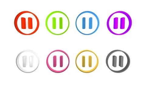 Colorful Pause button icon isolated on white background. Minimalism concept.. Stock Illustration