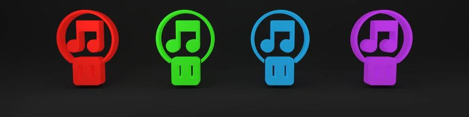 Colorful Pause button icon isolated on black background. Minimalism concept.. Stock Illustration