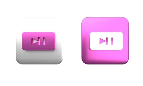 Colorful Pause button icon isolated on white background. Square button. 3D .. Foto stock