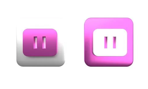 Colorful Pause button icon isolated on white background. Square button. 3D .. Foto stock
