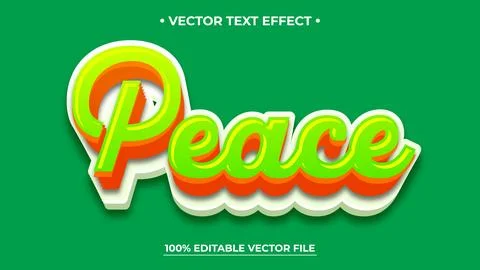 Colorful Peace Text Effect with Green, Orange, and White on Green Background 库存插图