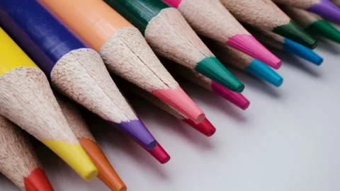 Colorful Pencil Crayons Back to School Macro Artist Supplies Illumination Video Stock Footage 345758568