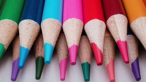 Colorful Pencil Crayons Back to School Front View Artist Supplies Illumination Stock Footage 345761175