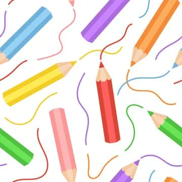 Colorful pencil pattern on white background Stock Illustration