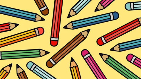 Colorful Pencil Pattern on Yellow Background Stock Footage 337672357