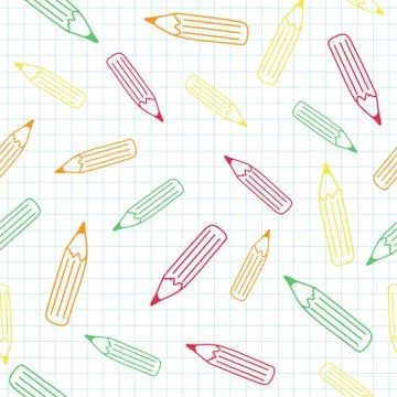 The colorful pencil seamless pattern. Vector illustration. Stock Illustration