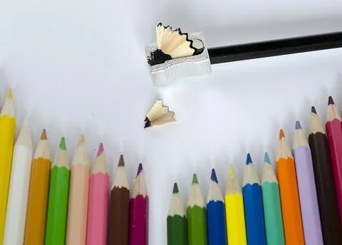 Colorful pencil on white background Stock Photos