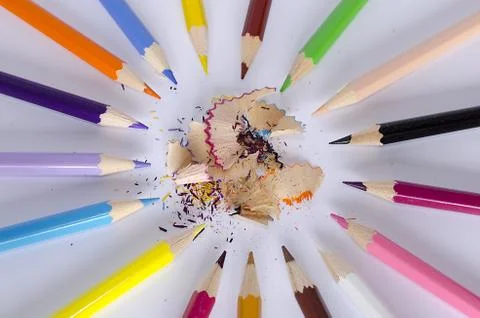 Colorful pencil on white background Stock Photos