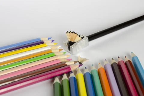 Colorful pencil on white background 写真素材