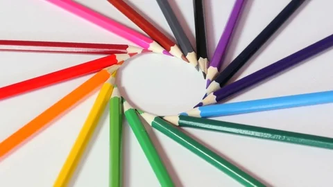 Colorful pencils in circle Stock Footage 70211667