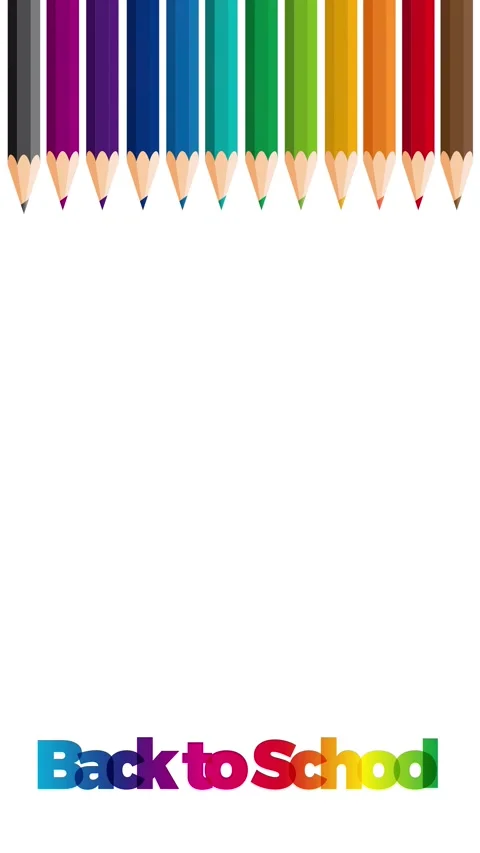 Colorful pencils creating back to school text illustration Video stock 338385917