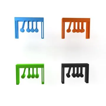 Colorful Pendulum icon isolated on white background. Newtons cradle. Minima.. Stock Illustration