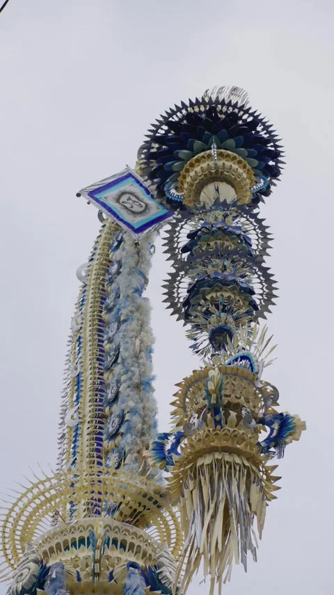 Colorful Penjor Decorations in Sading District, Bali Stock Footage 321807553