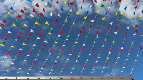 Colorful Pennant Banners (Triangle Flags) At Grand Opening 库存影片 330038711