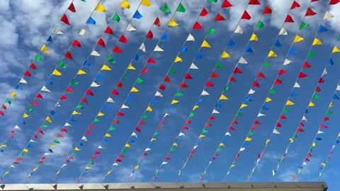 Colorful Pennant Banners (Triangle Flags) At Grand Opening 库存影片 330038770